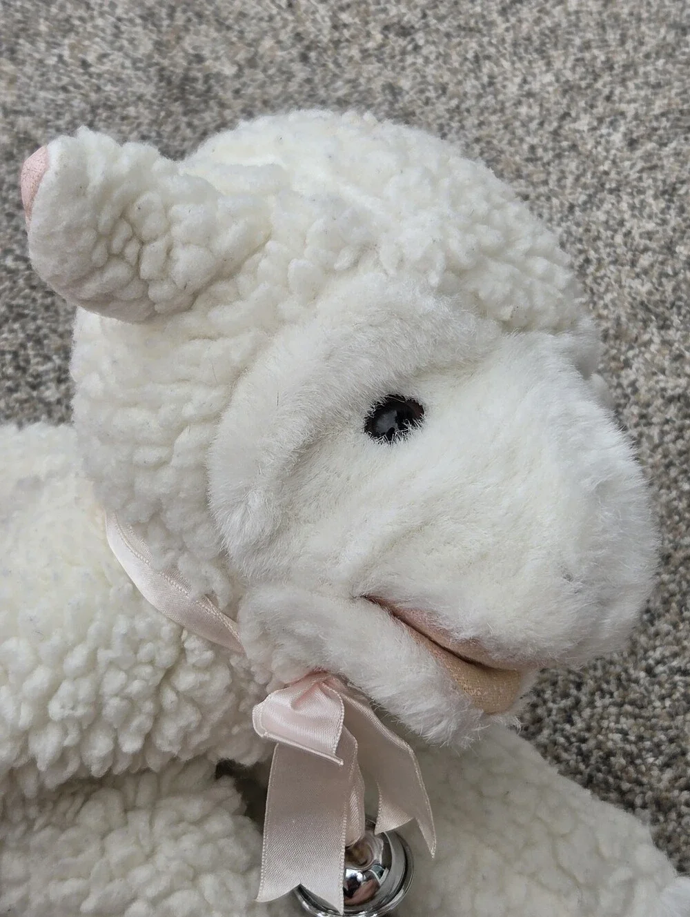 Vtg Mervyn’s Playful Pals White Lamb Hand Puppet Plush Stuffed Animal with Bell
